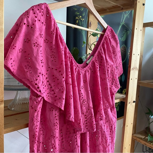 Tuckernuck Pink Floral Eyelet Caftan Midi Dress Swim Coverup - Picture 8 of 15